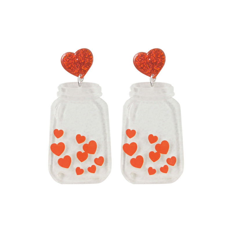 Acrylic pink sequin love letter earrings (Minimo de Compra 2) MIC-QingM019