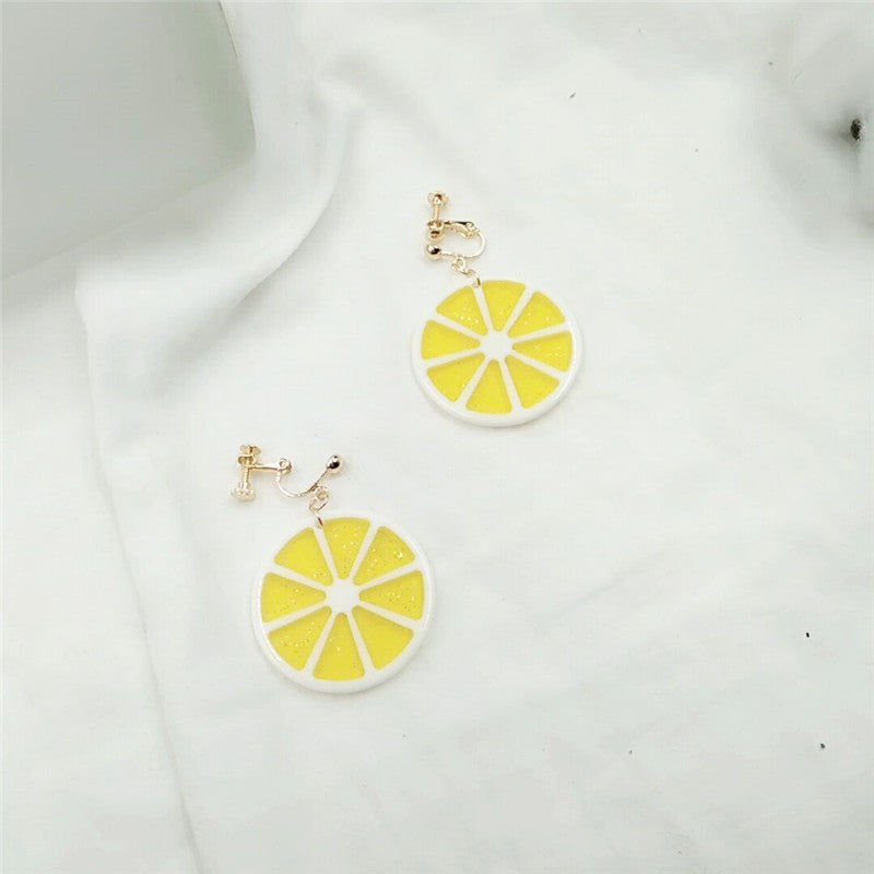 Alloy Sweet Fruit Lemon Earrings (Minimo de compra 2) MIC-HLM007