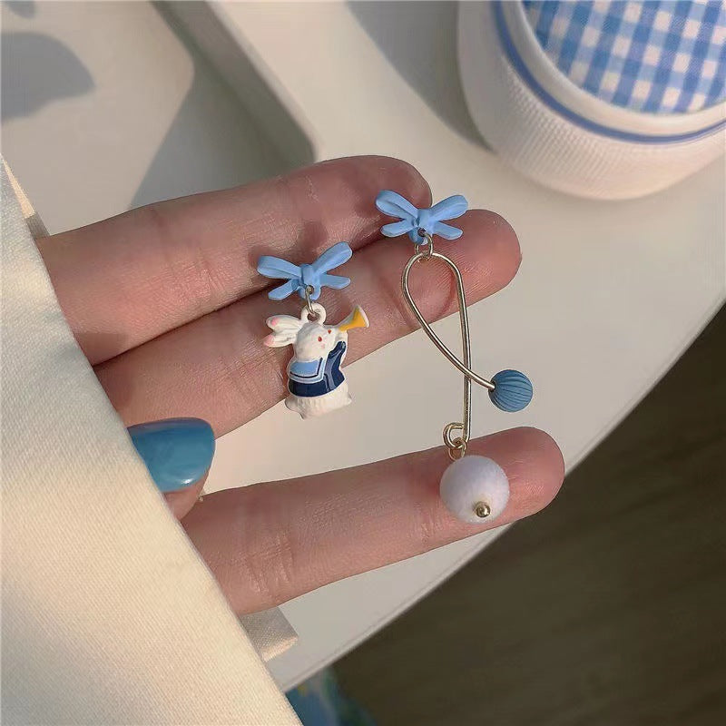 Asymmetric blue alloy earrings MIC-YinXin007