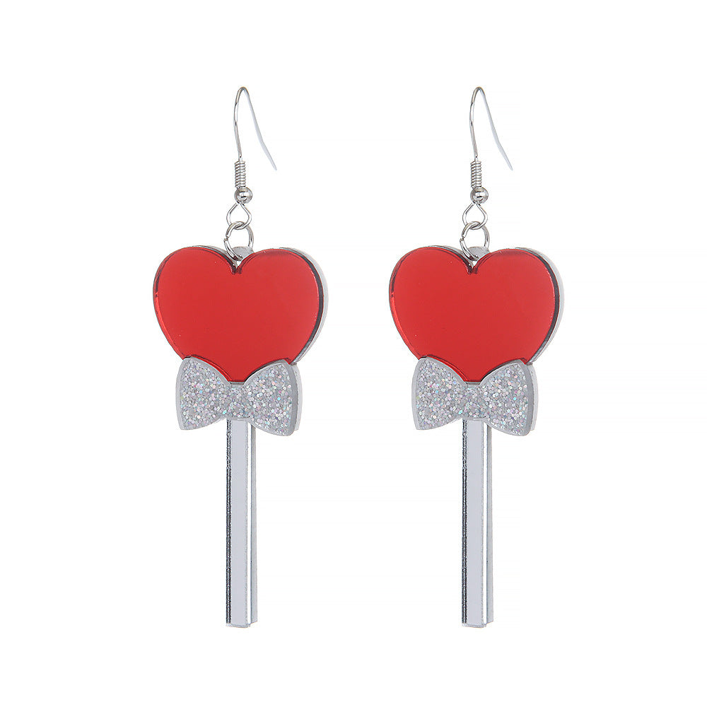 Acrylic heart-shaped lollipop candy earrings (Minimo de compra 5) MYA-ManT031