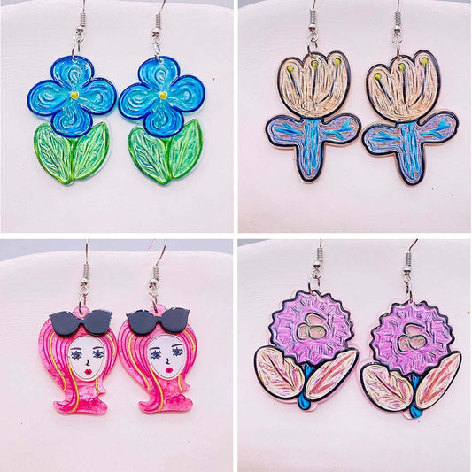 Acrylic Flower Earrings (Minimo de Compra 2) MIC-ChenY028