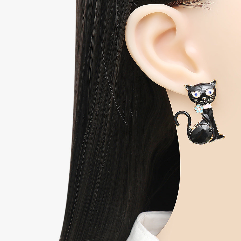 Alloy black cat star human earrings MIC-JJ002