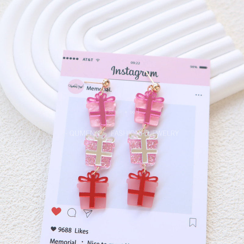 Acrylic Pink Gift Earrings MYA-OuG084