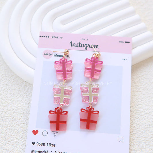 Acrylic Pink Gift Earrings MYA-OuG084