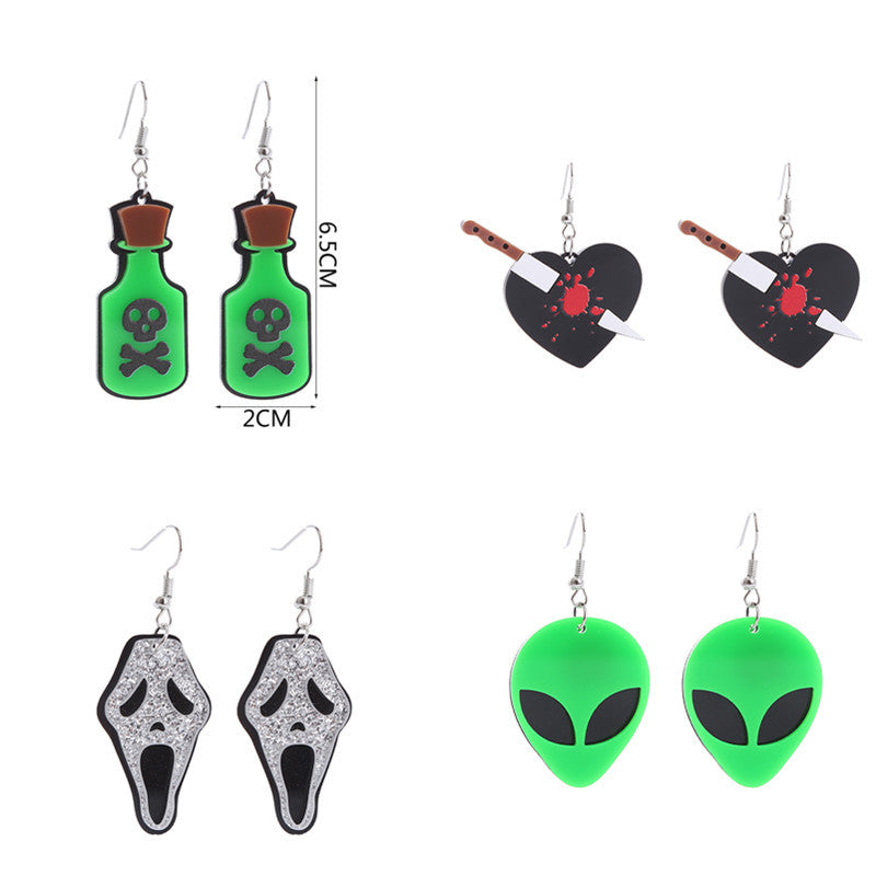 Acrylic New Skull Teeth Earrings (Minimo de Compra 2) MIC-ChouT036