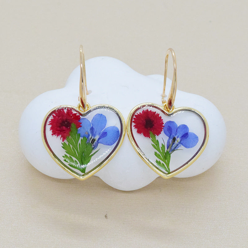 Alloy transparent eternal flower earrings (Minimo de Compra 6) MIC-JueJ036