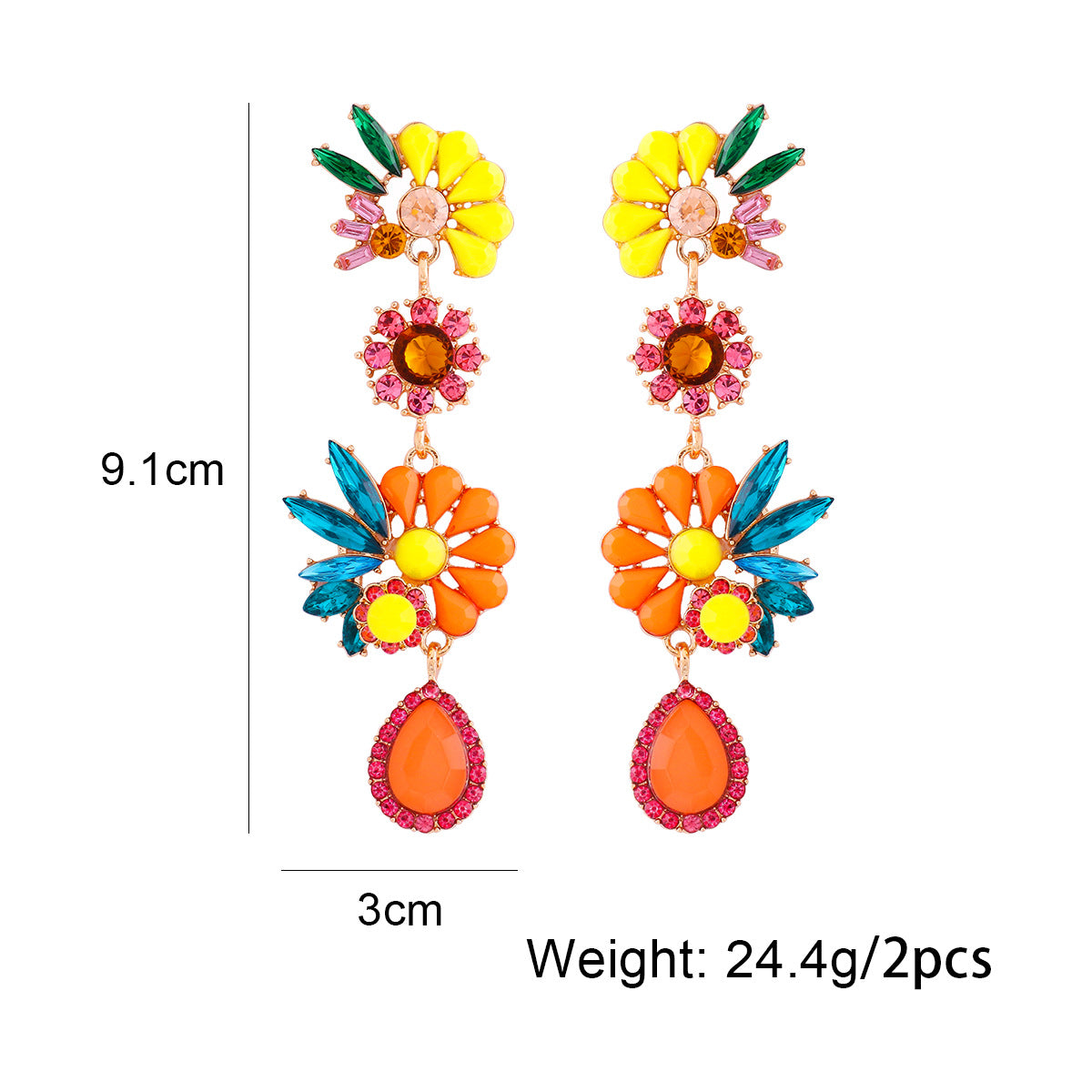 Alloy colored full diamond leaf earrings MIC-JuJ027