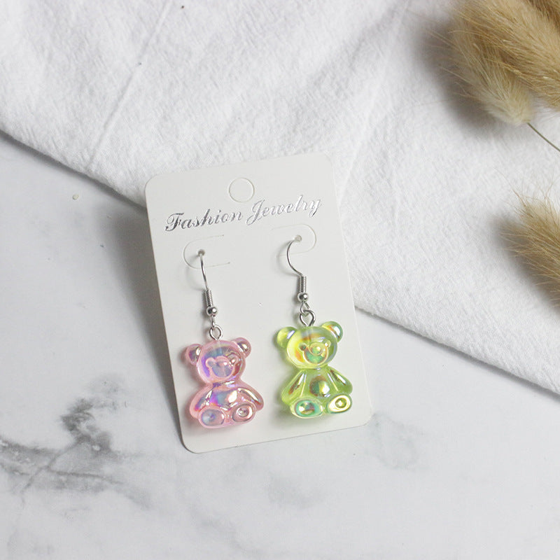 Acrylic Sweet Colorful Fresh Little Bear Earrings  (Minimo de Compra 2) MYA-PingH026