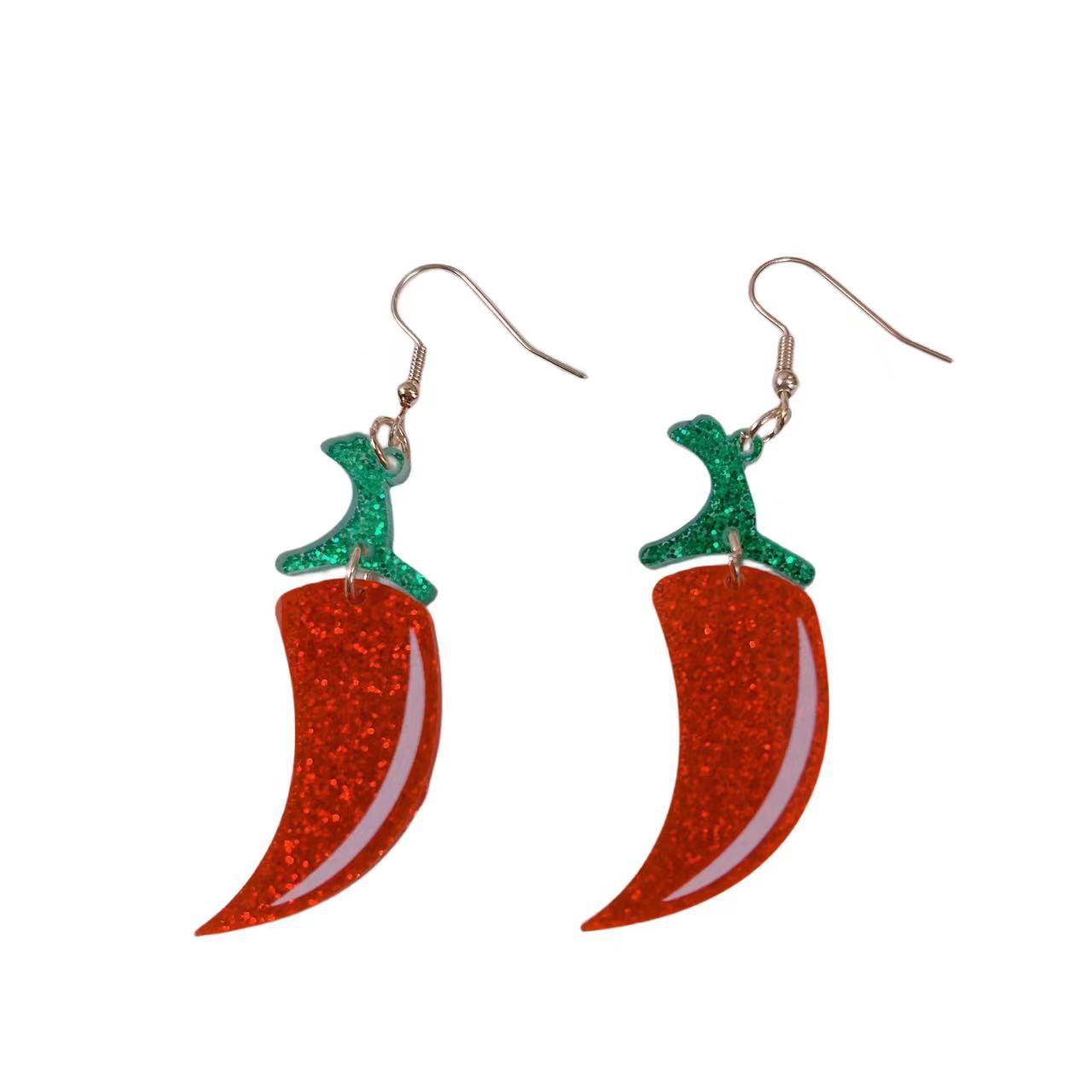 Acrylic simulated red chili earrings (Minimo de compra 2) MYA-AnD014