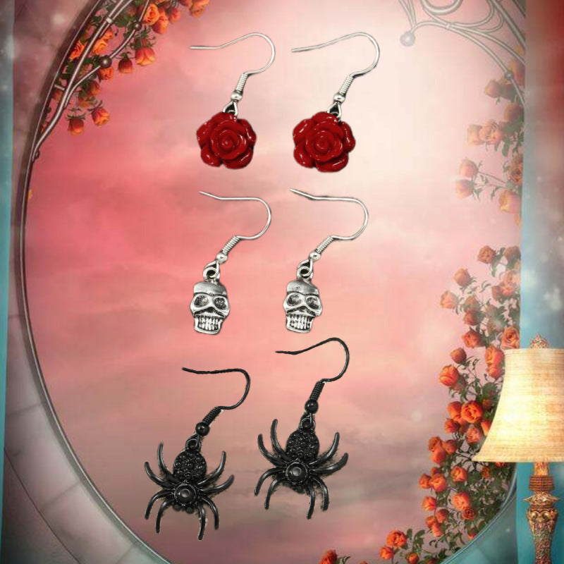 Alloy New Rose Skull Earrings MIC-JunJ008