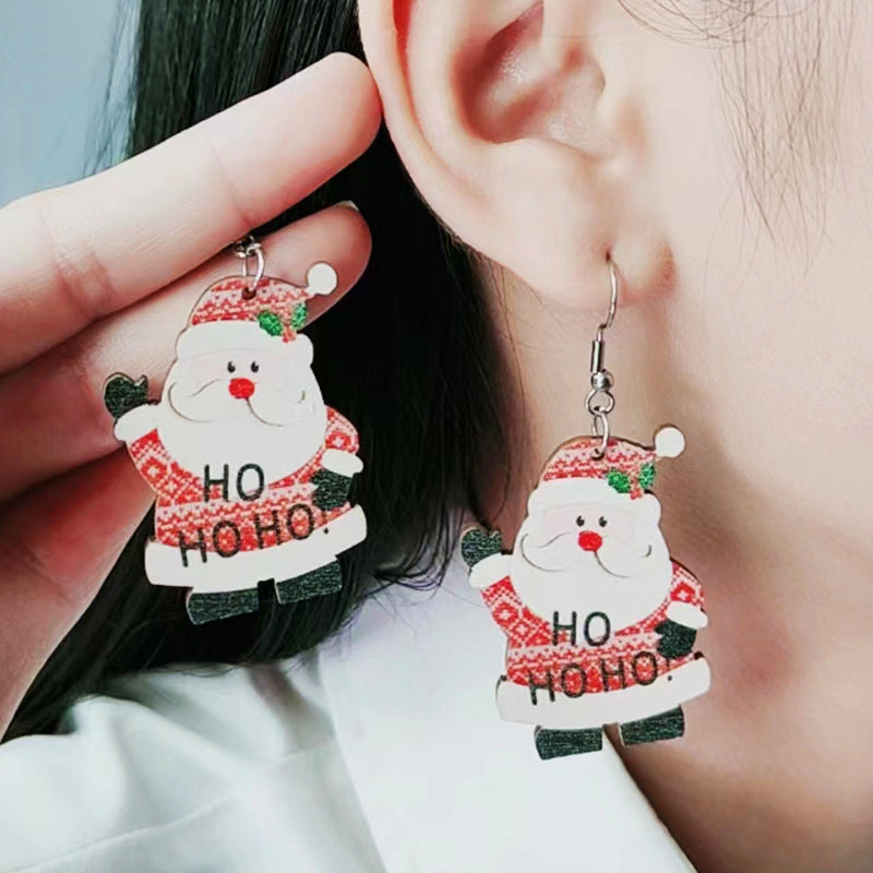 Acrylic Santa Claus Elk Snowman Earrings MYA-DuA071