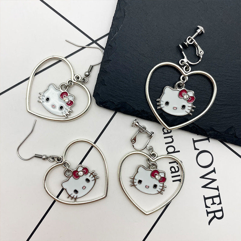 Alloy Spicy Girl Love Cat Earrings Minimo de compra 2 MIC-MaoN004