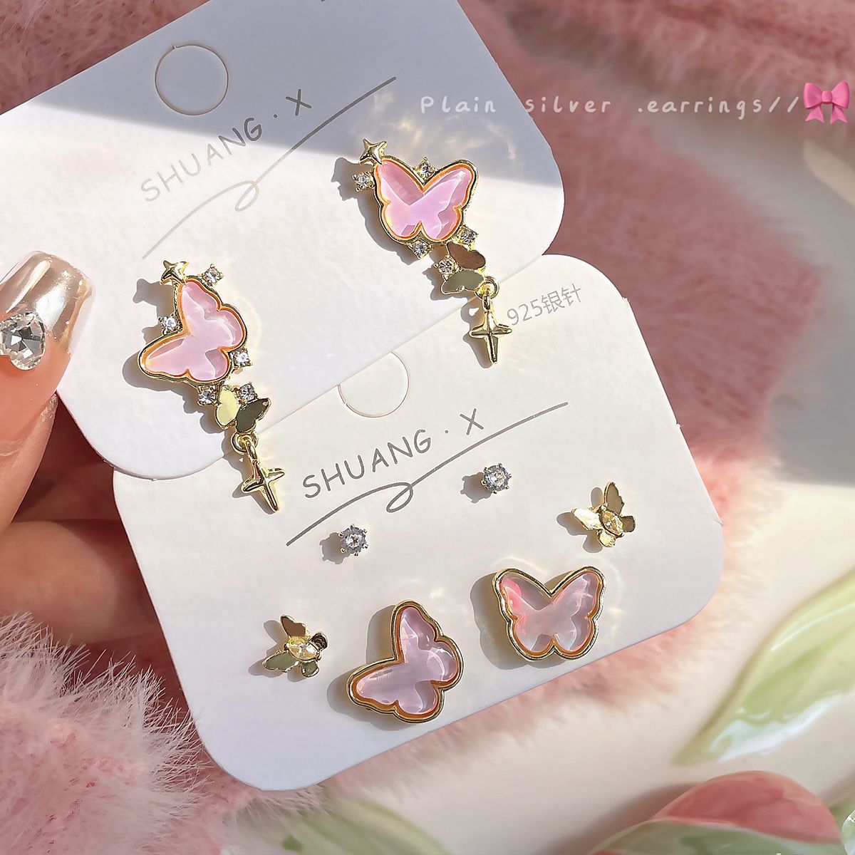 Acrylic Sweet Pink Butterfly Earrings (Minimo de Compra 2) MYA-ShuangX026