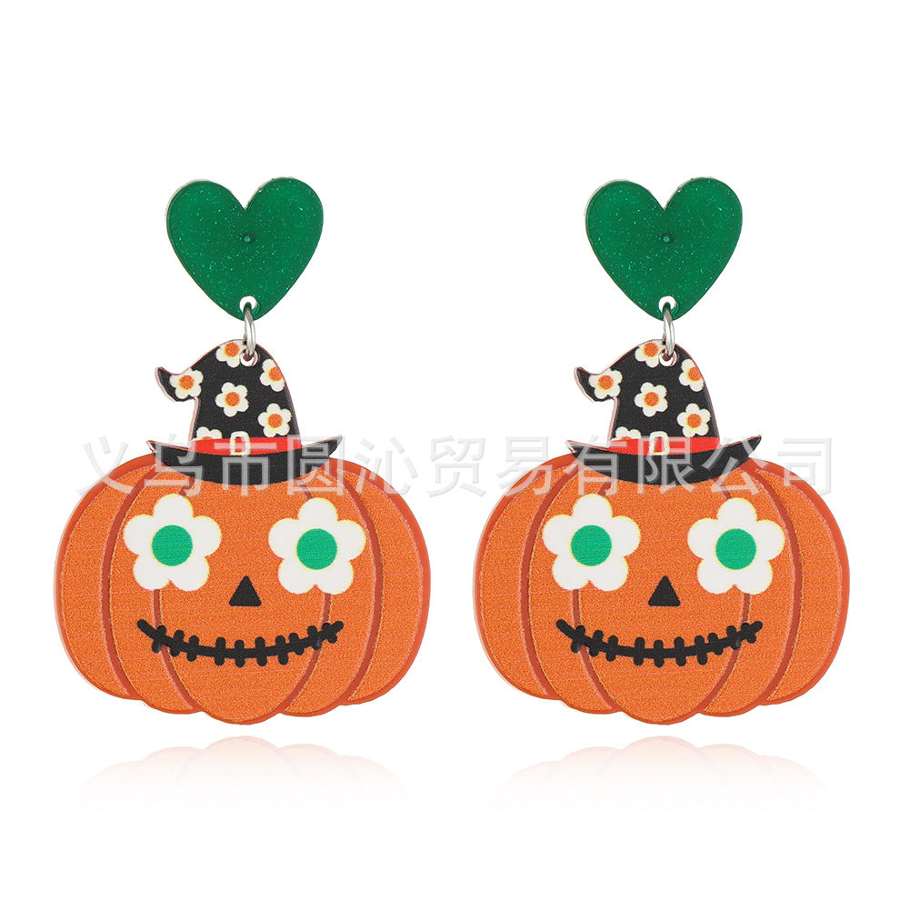 Acrylic cartoon pumpkin printed earrings (Minimo de Compra 3) MIC-YuanQ003