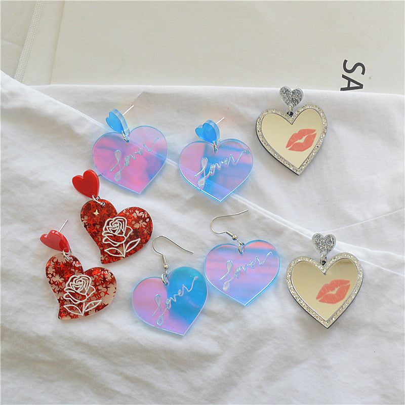 Alloy laser color changing heart earrings MIC-XieN050