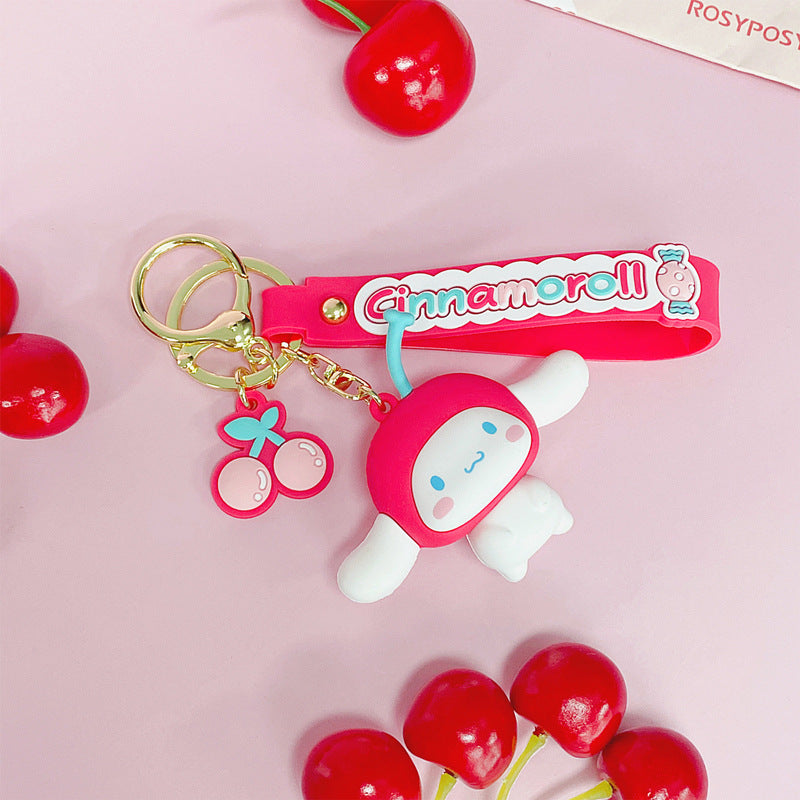 Keychains PVC Cherry Whisper Series Cute Cinnamon Dog Keychain Girls Cartoon Pendant (S) MIC-JiaoL020