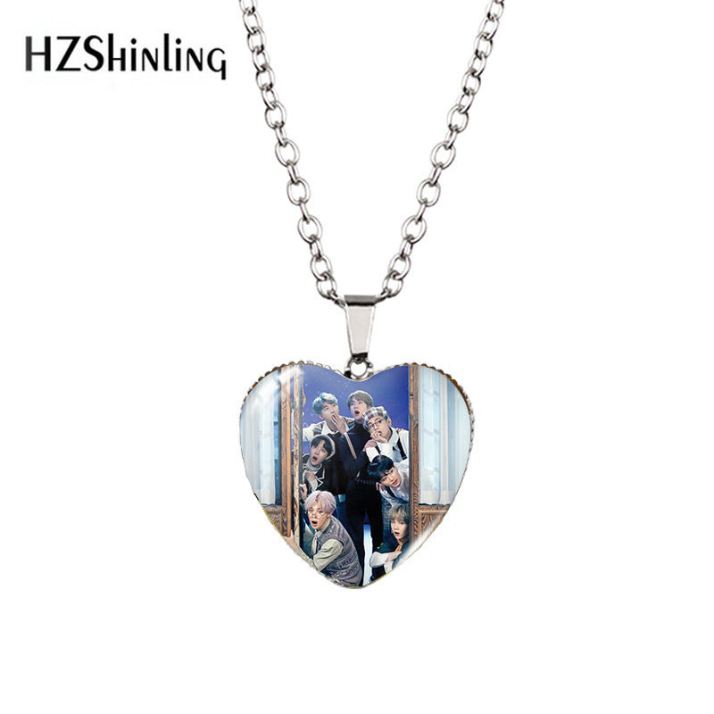 Alloy Time Gem Heart Necklace MIC-XiangL038