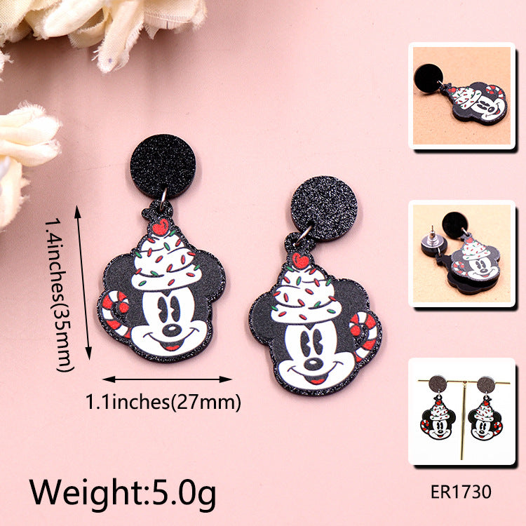 Acrylic Christmas cartoon character earrings (Minimo de compra 5) MIC-XiaoY071