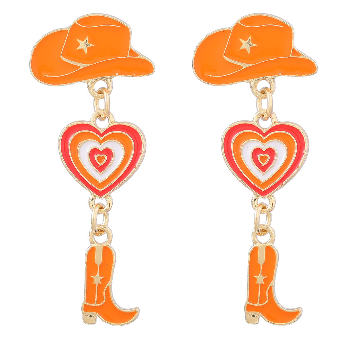 Alloy cowboy hat boots love earrings MIC-JiuL005