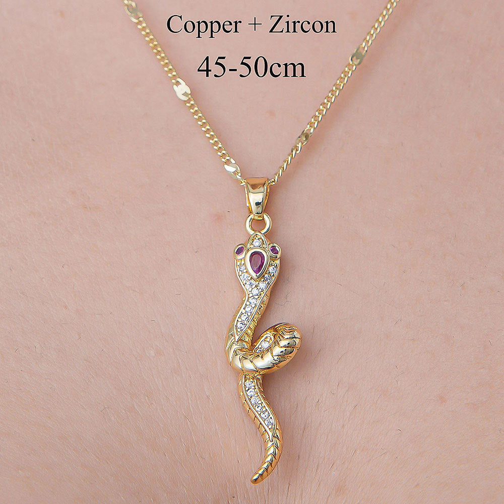 Alloy Eye Peach Heart Snake Necklace (Minimo de Compra 10) MYA-QiZ003