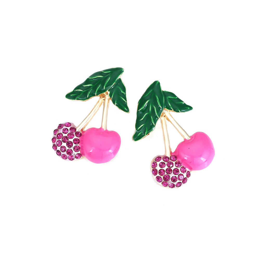 Alloy studded cherry earrings MIC-ManY005