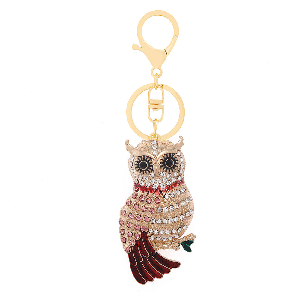 Lovely diamond inlaid owl keychain  (Minimo de compra 2) MIC-ChaoK002