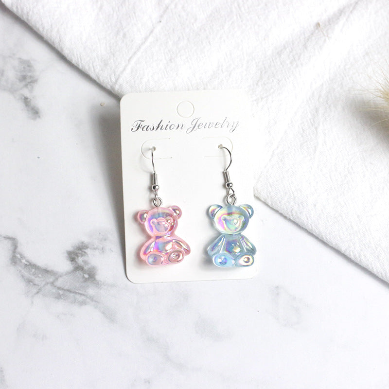 Acrylic Sweet Colorful Fresh Little Bear Earrings  (Minimo de Compra 2) MYA-PingH026