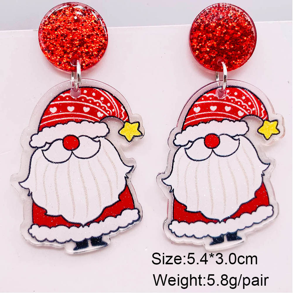 Acrylic Santa Claus Socks Earrings (Minimo de Compra 2) MYA-ChenY032