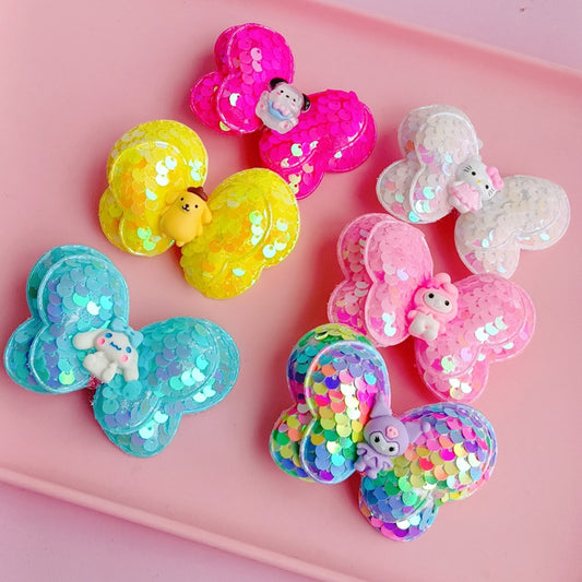 Resin cartoon sequin bow hair clip (Minimo de compra 12) MYA-ZiZ014