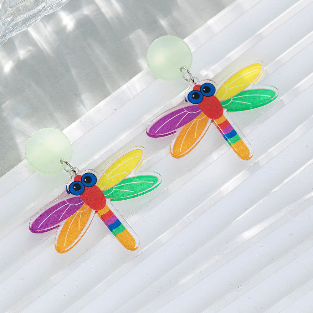 Acrylic Rainbow Dragonfly Earrings (Minimo de Compra 2) MIC-BeiQ006