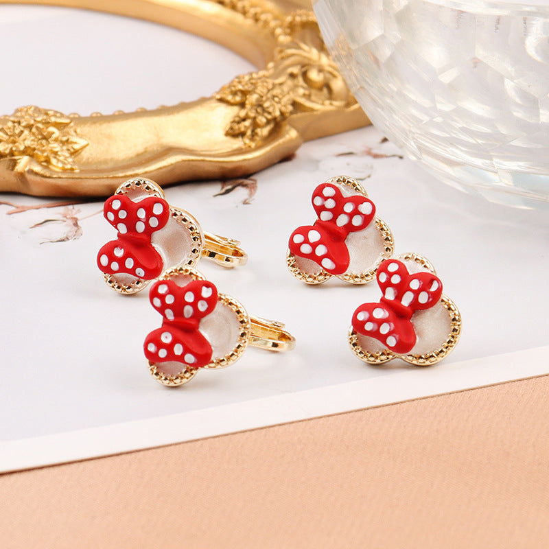 Alloy red bow earringsMIC-LSY033