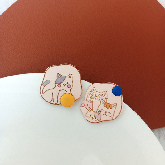 S925 Silver Pin Cat Earrings MIC-YKT015