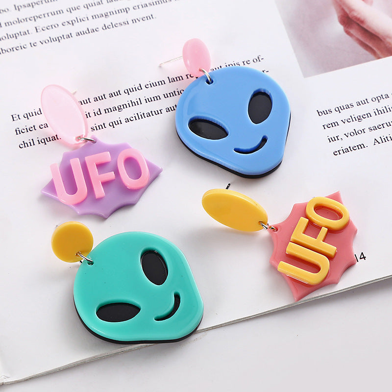 Acrylic cartoon alien UFO earrings MIC-XiY003