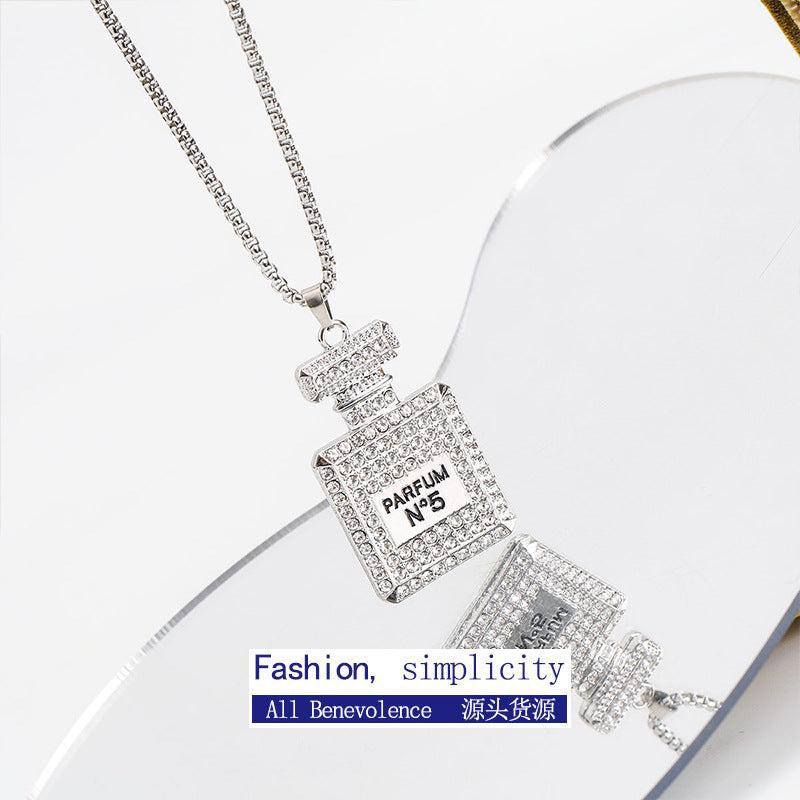 Stainless steel diamond perfume bottle necklace (Minimo de Compra 2)  MYA-ZhongR001