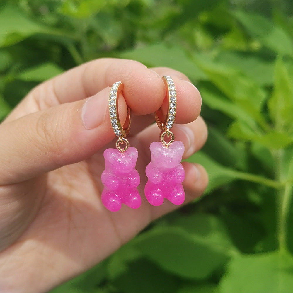 Alloy Mini Gradient Bear Earrings (Minimo de Compra 2) MIC-YingM005