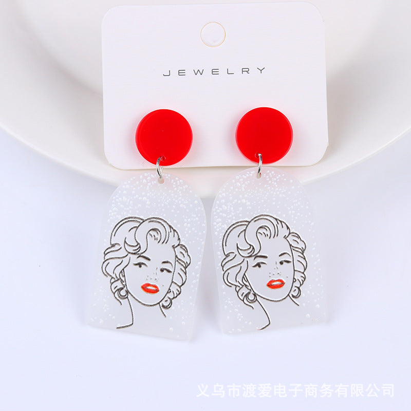 Acrylic contrasting simple earrings MIC-DuA012