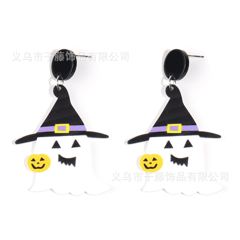 Acrylic Pumpkin Ghost Hole Earrings (Minimo de Compra 2) MIC-ZiT001