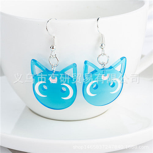 Resin cartoon transparent moon cat earrings (Minimo de Compra 2) MIC-YouY002