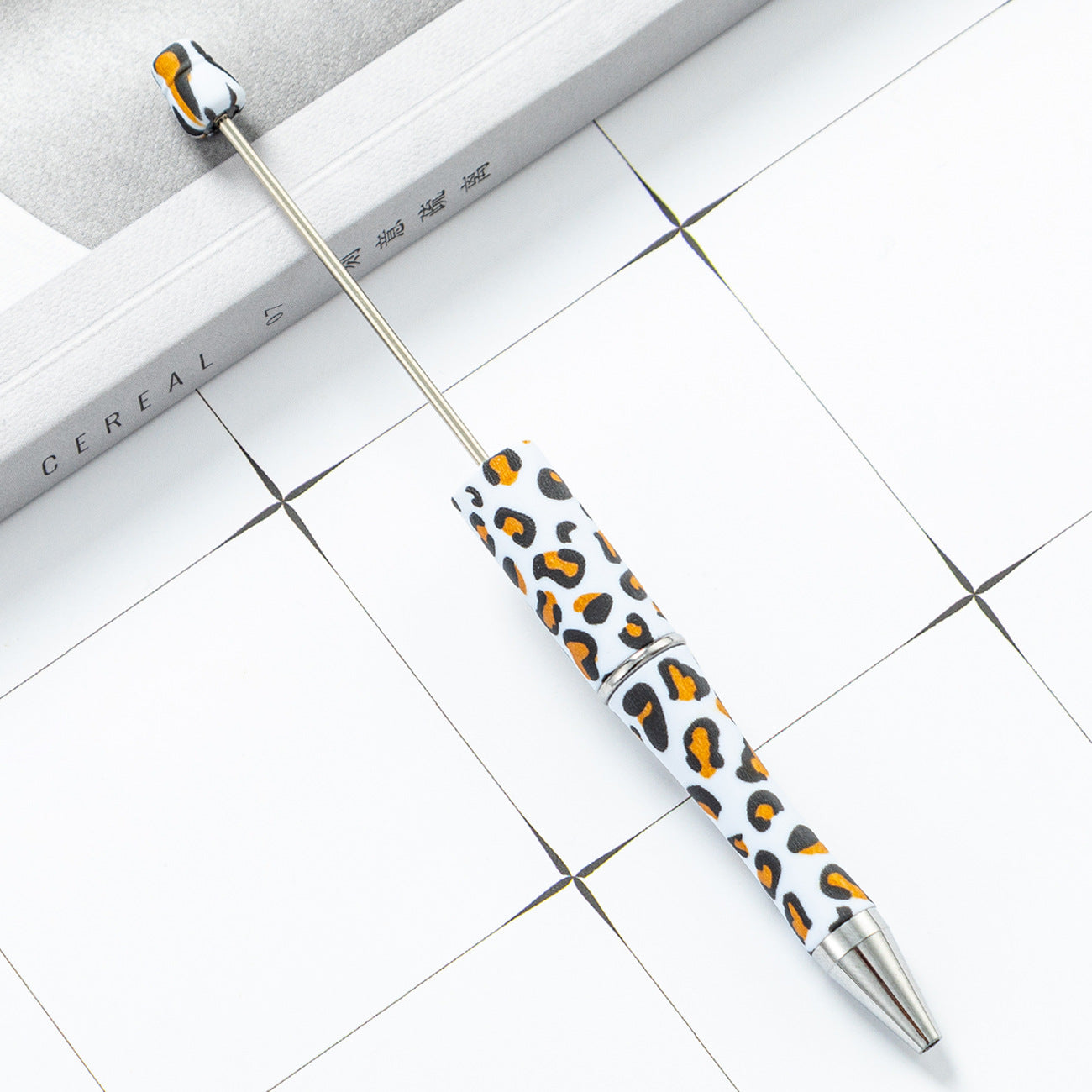 DIY Leopard Floral Cow Plastic Bead Pen HuaH002