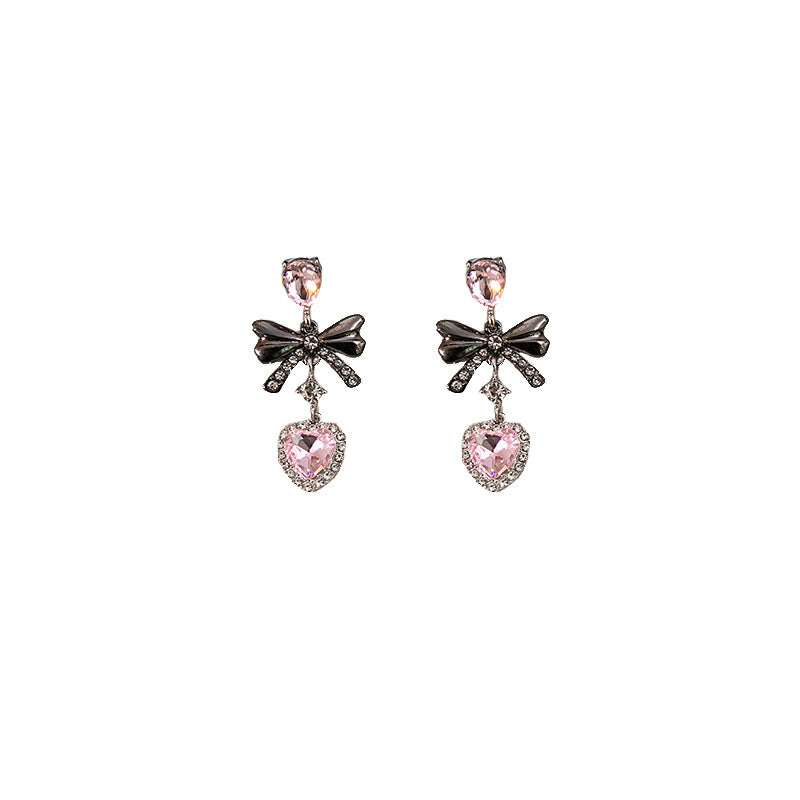 Alloy pink heart-shaped earrings MIC-MDD147