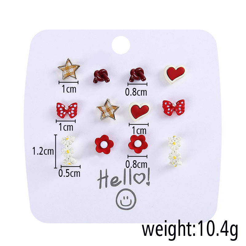 Alloy Flower Butterfly 6 Pair Earrings (Minimo de Compra 5) MIC-ShiY007