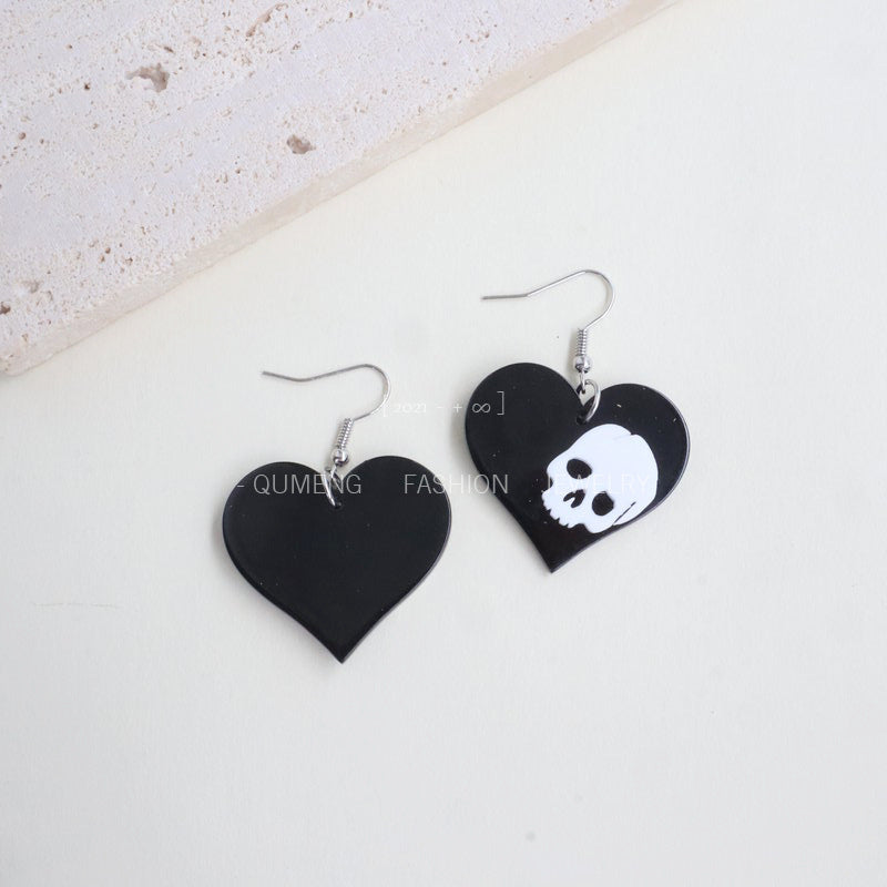 Acrylic Halloween love Skull Earrings (Minimo de Compra 3) MIC-OuG065