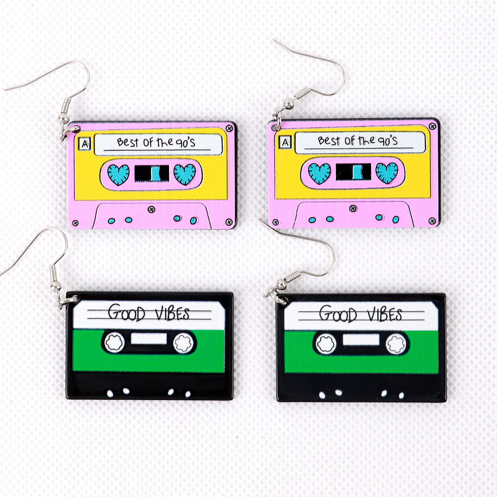 Acrylic Hip Hop Retro Tape Earrings MYA-ChouD045