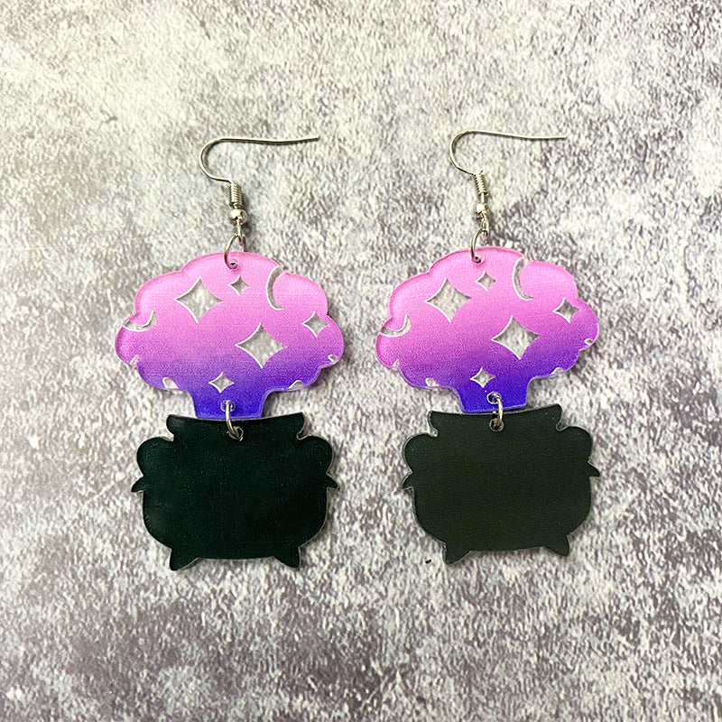 Acrylic Halloween Wizard Hat Earrings (Minimo de Compra 2) MYA-XinC002