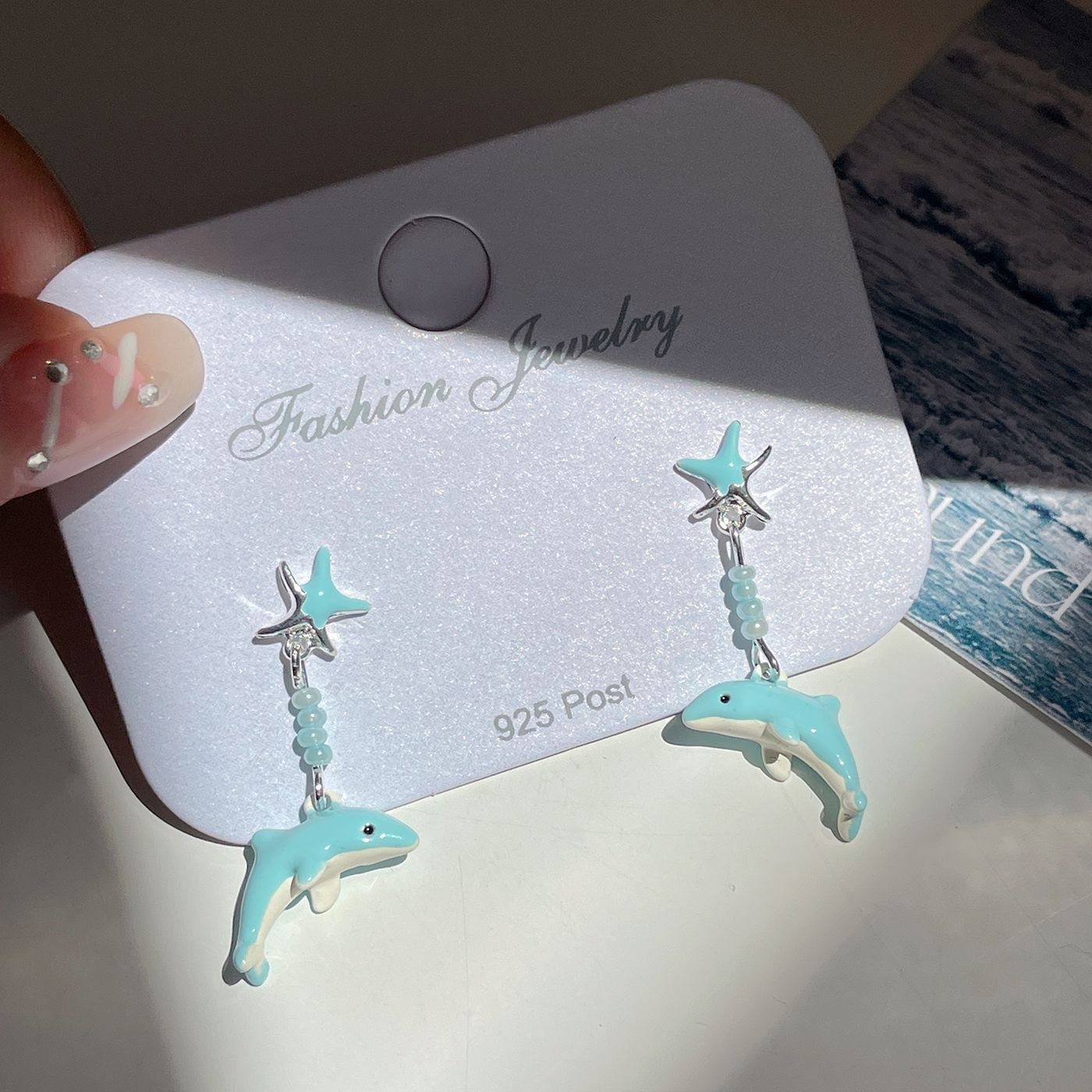 Alloy Ocean Series Blue Earrings MIC-ShuangX045