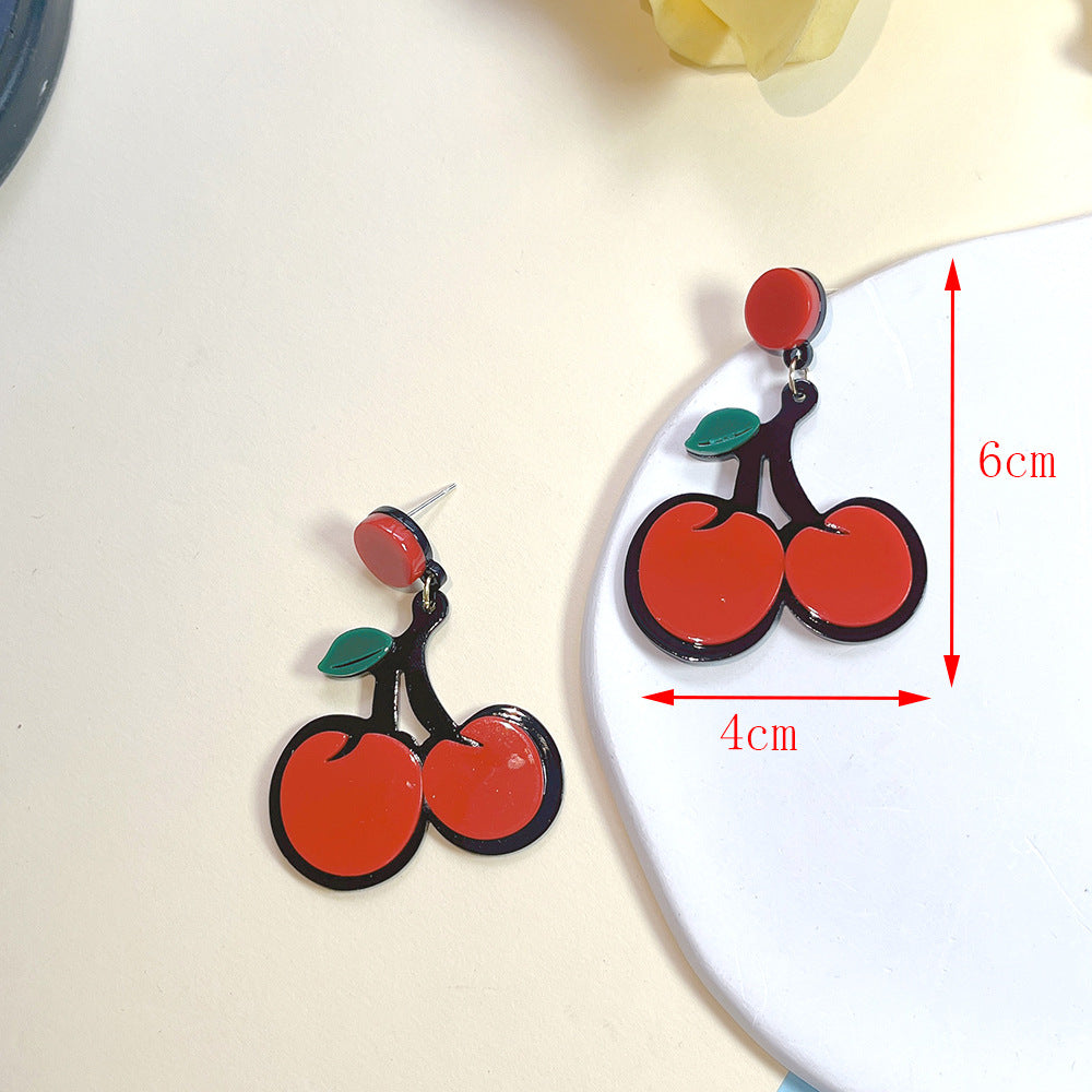 Acrylic New Trendy Cherry Earrings PinH009