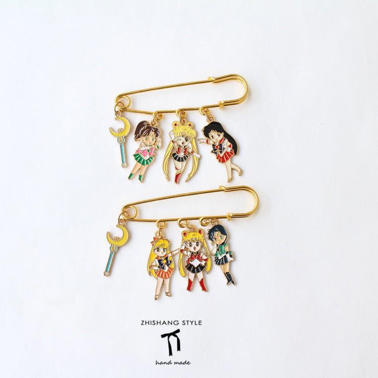 Alloy cartoon beautiful girl warrior brooch (Minimo de Compra 2)  MIC-ZhiS039