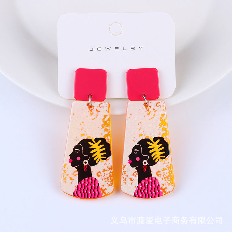 Acrylic contrasting simple earrings MIC-DuA012