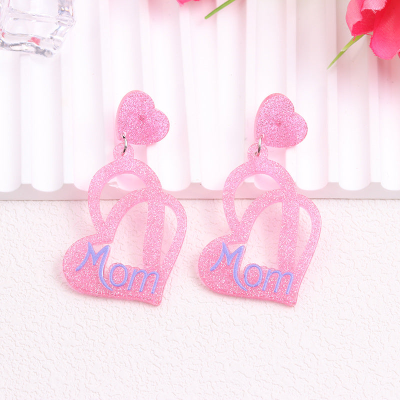 Acrylic Pink Love Earrings MIC-DuA084