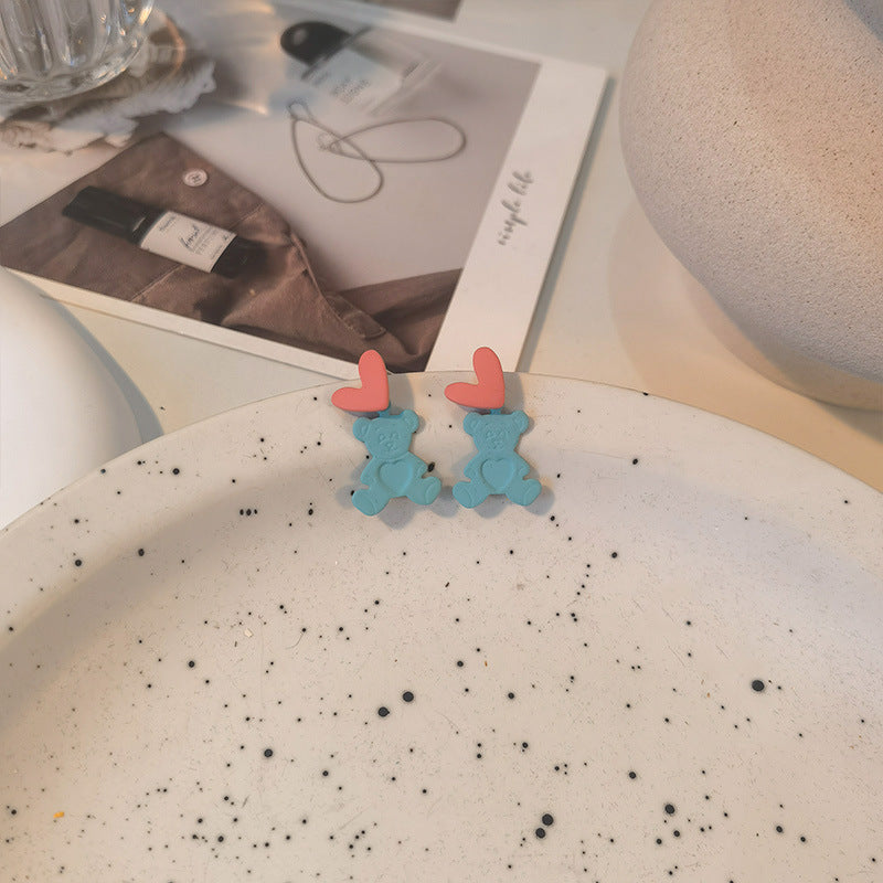 Resin Paint Bear Earrings MIC-JiuY025